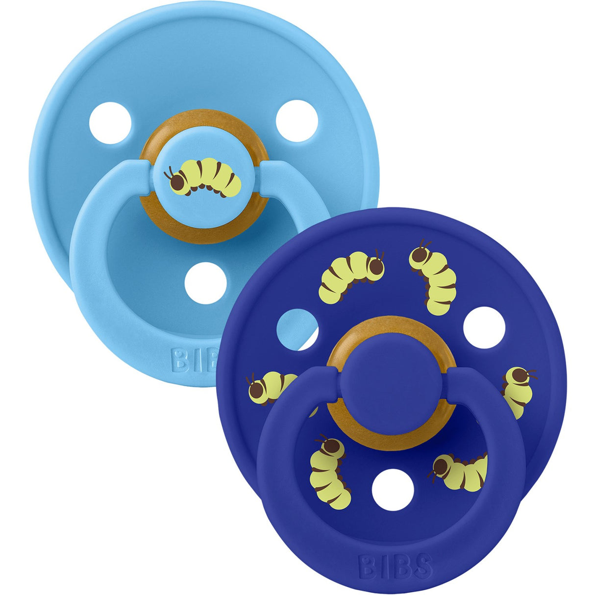 Bibs Breeze / Sonic Studio Colour Pacifier Caterpillar Mix 2 Pack Latex Round