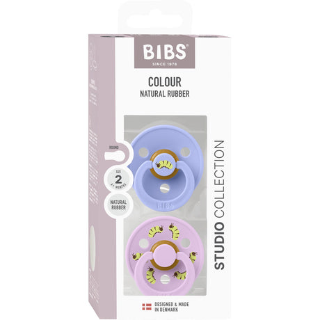 Bibs Hush / Violet Sky Studio Colour Pacifier Caterpillar Mix 2 Pack Latex Round