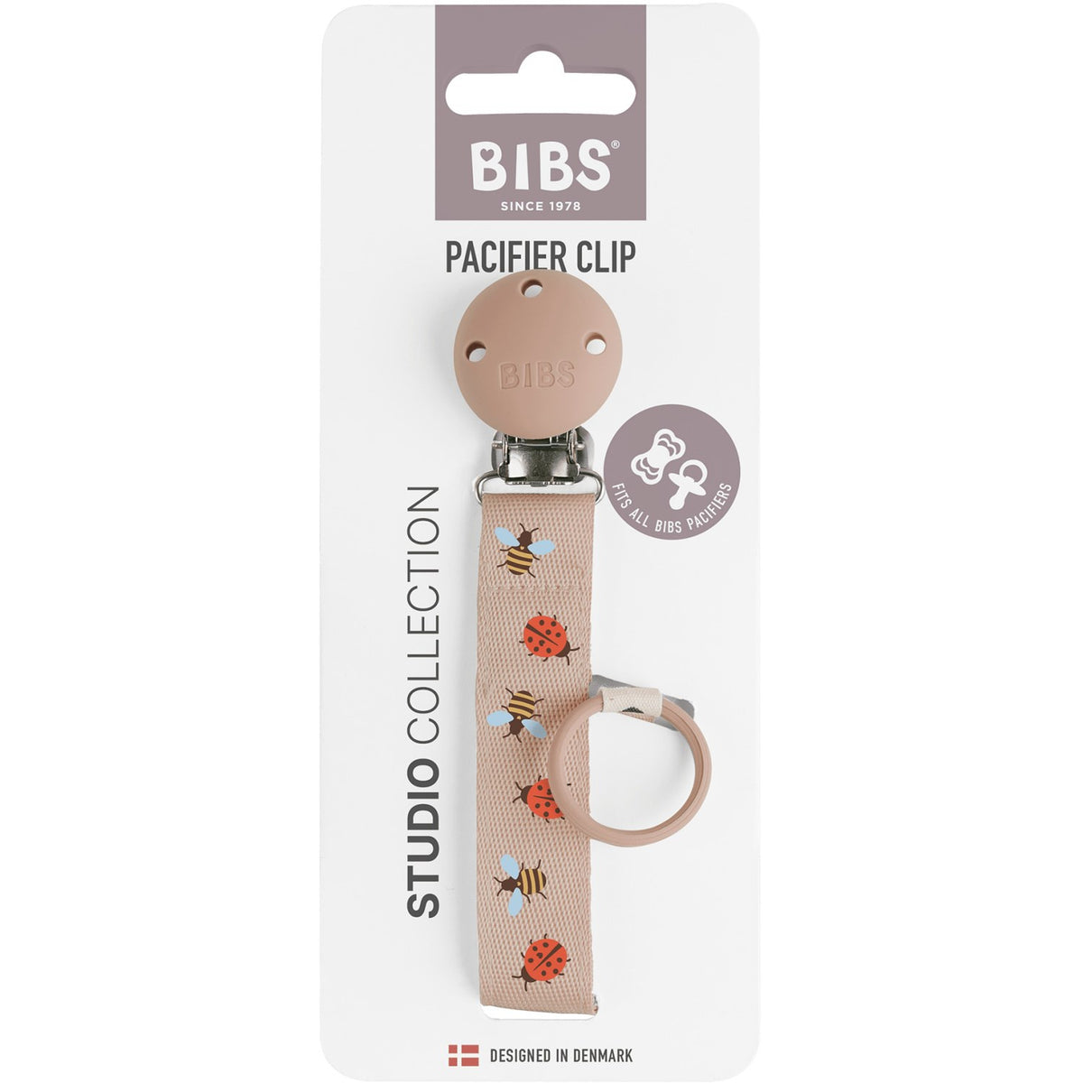 Bibs Blush Studio Pacifier Clip Ribbon Ladybug Bumblebee Caterpillar Mix