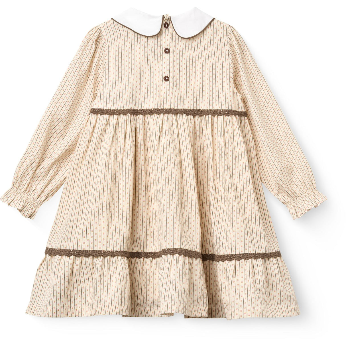 COPENHAGEN COLORS Sand Flower Print Aop Dress W. Lace Piping And Poplin Collar