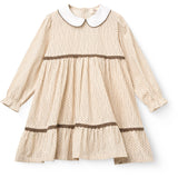 COPENHAGEN COLORS Sand Flower Print Aop Dress W. Lace Piping And Poplin Collar