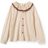COPENHAGEN COLORS Sand Flower Print Aop Shirt W. Frill & Lace Piping