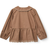 COPENHAGEN COLORS Walnut Twill Blouse W. Embroidery