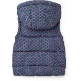 COPENHAGEN COLORS Navy Flower Aop 2 In 1 Puffer Jacket W. Removable Sleeves