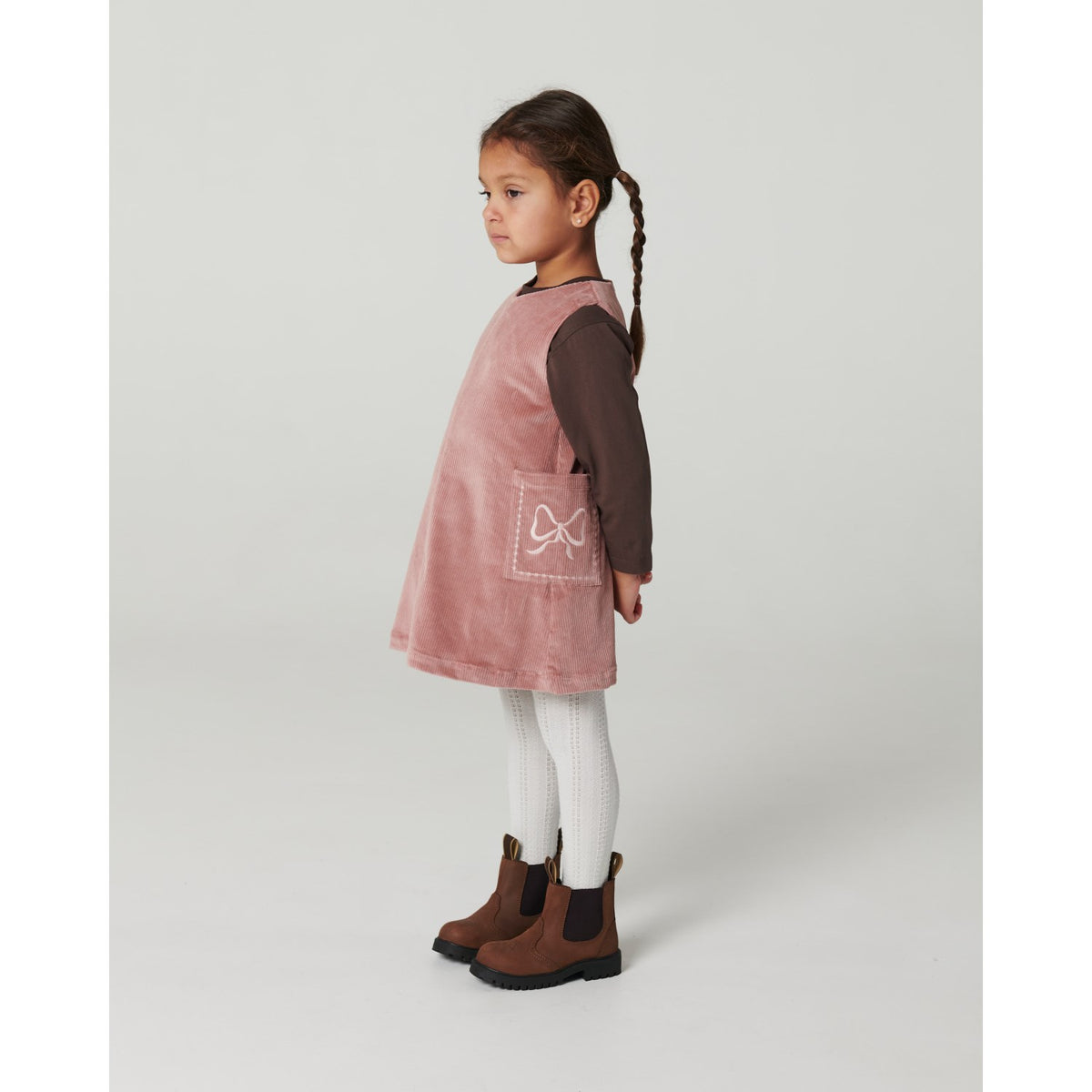 COPENHAGEN COLORS Winter Rose Corduroy Dress W. Embroidery