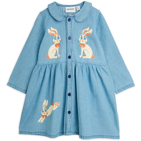 Mini Rodini Blue Lw Denim Rabbit Sp Woven Dress