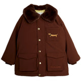 Mini Rodini Brown Padded Nylon Parka With Faux Fur Collar