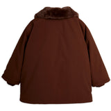 Mini Rodini Brown Padded Nylon Parka With Faux Fur Collar