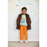 Mini Rodini Brown Padded Nylon Parka With Faux Fur Collar