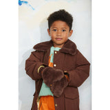 Mini Rodini Brown Padded Nylon Parka With Faux Fur Collar