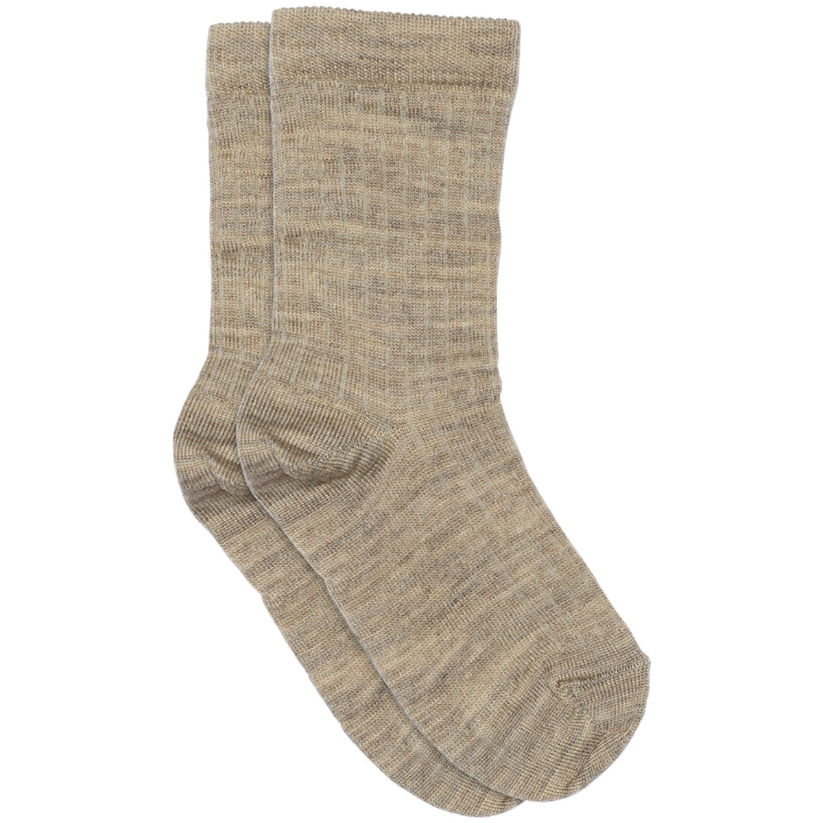 Mp Danmark Light Brown Melange Wool Rib Socks
