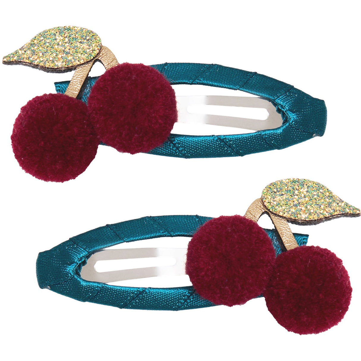 Mimi & Lula 2 Hair Clips - Large Pom Pom Cherries