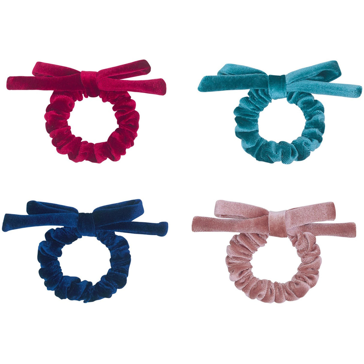 Mimi & Lula 4 Scrunchies Hårelastikker - Velvet Blackberry Bow