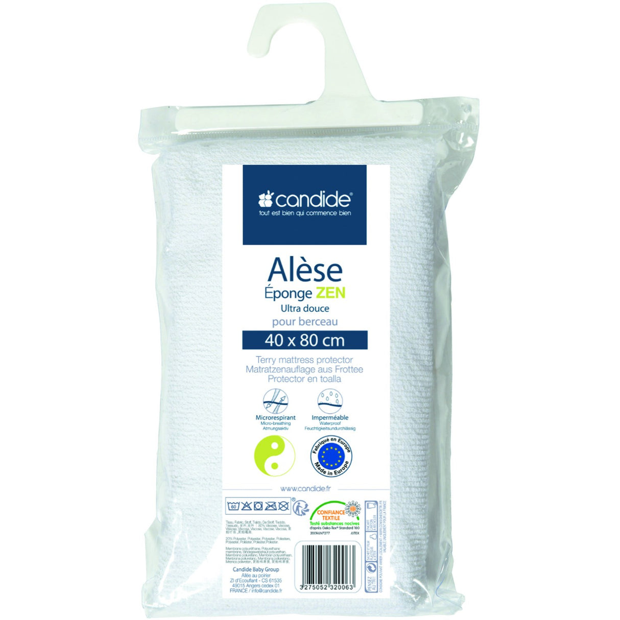Candide White Bamboo Mattress Protector 40 × 80 Cm