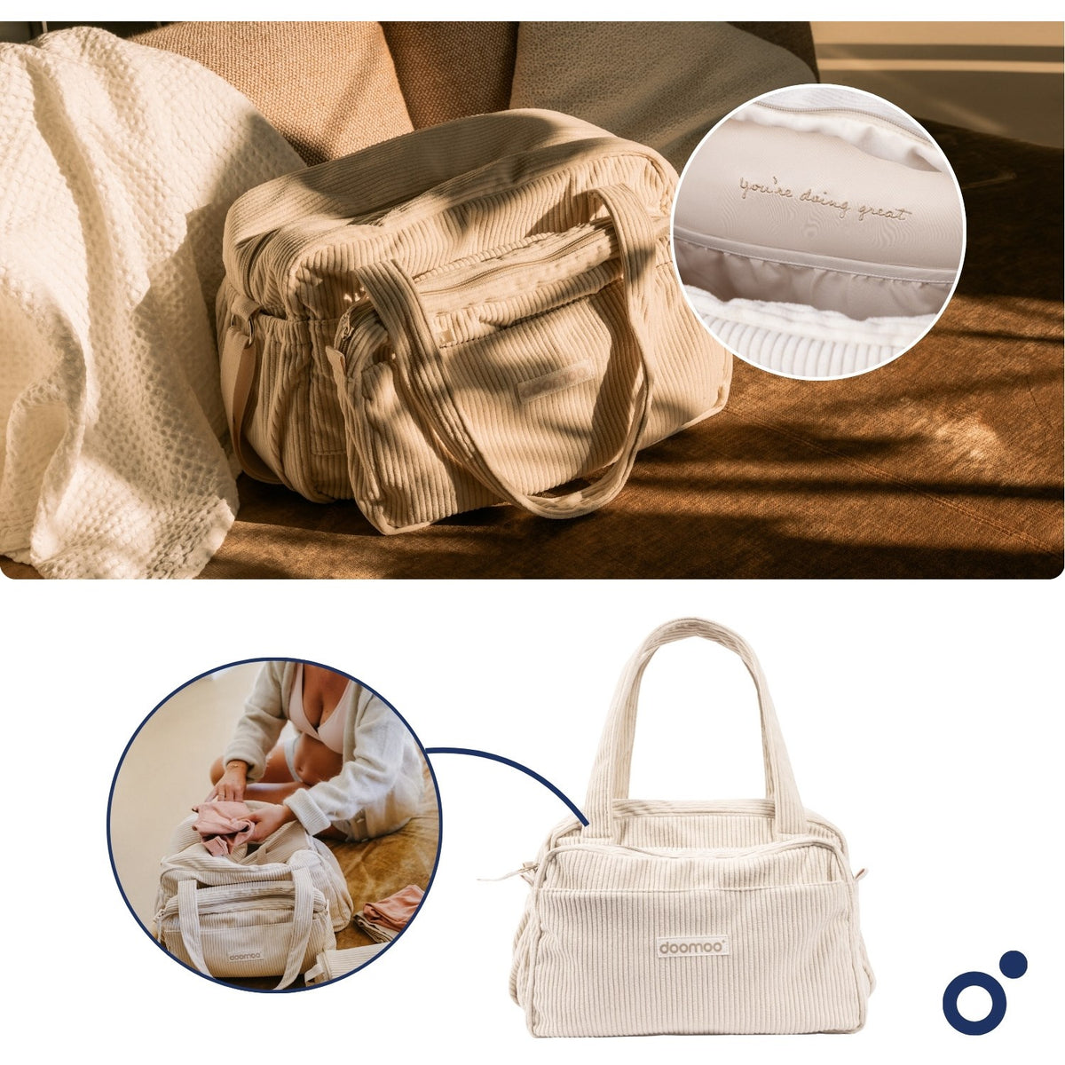 Doomoo Corduroy Sand Diaper Bag With 8 Accessories