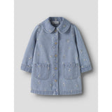Name It Light Blue Denim Flower Emb Nmfpiper Ls Dnm Dress 3614-Za