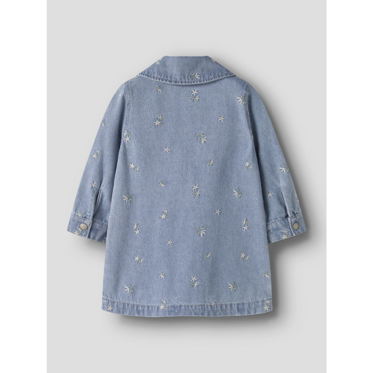 Name It Light Blue Denim Flower Emb Nmfpiper Ls Dnm Dress 3614-Za