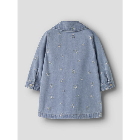 Name It Light Blue Denim Flower Emb Nmfpiper Ls Dnm Dress 3614-Za