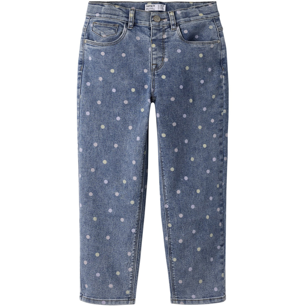 Name It Medium Blue Denim Dots Nmfpbella Mom Shaped Jeans 3555-Sz