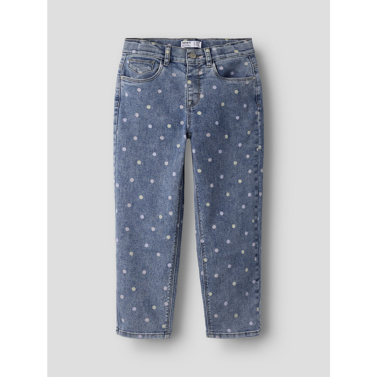 Name It Medium Blue Denim Dots Nmfpbella Mom Shaped Jeans 3555-Sz