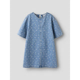 Name It Light Blue Denim Flower Aop Nkfpsilla Dnm Aop Ss Dress 2121-Im