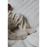 Petit Piao Eggnog Rabbit Aop Ppdio L_S Jumpsuit Fold Feet Pointelle Nb