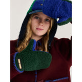 Bobo Choses Dark Green Color Block Sheepskin Mittens