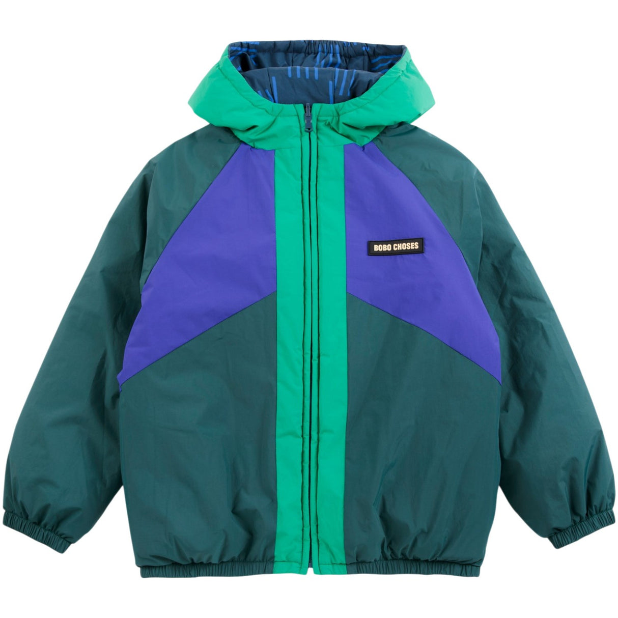 Bobo Choses Navy Blue Almost Moiré All Over Reversible Anorak