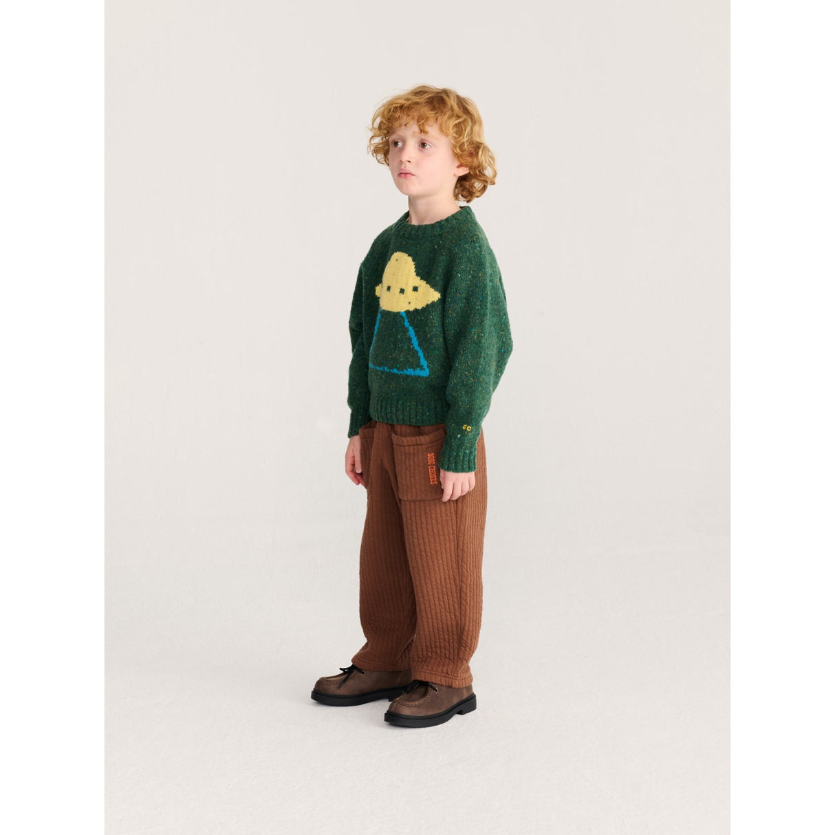 Bobo Choses Dark Green Pixel Abduction Jacquard Jumper