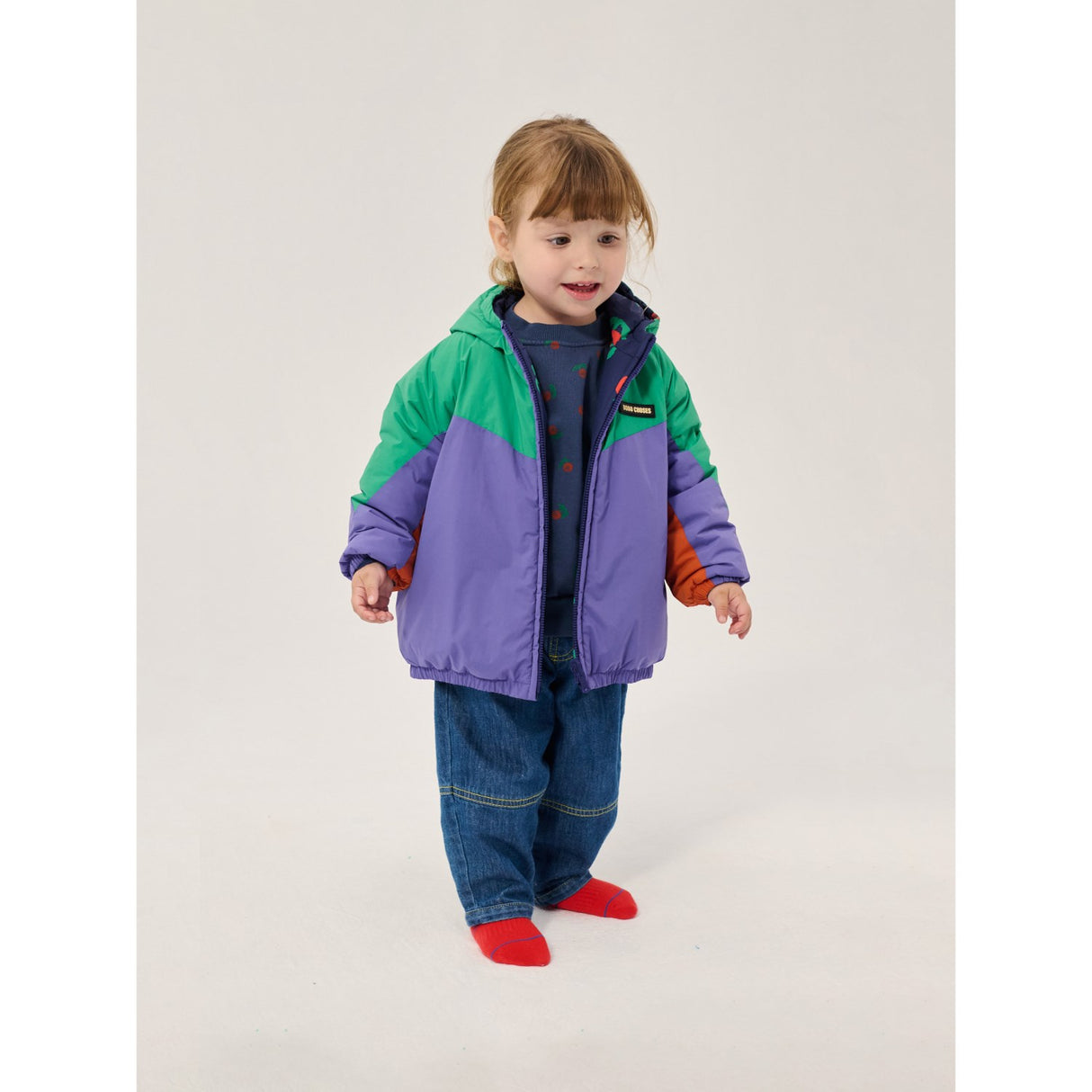 Bobo Choses Navy Blue Stamp Bloom All Over Reversible Anorak