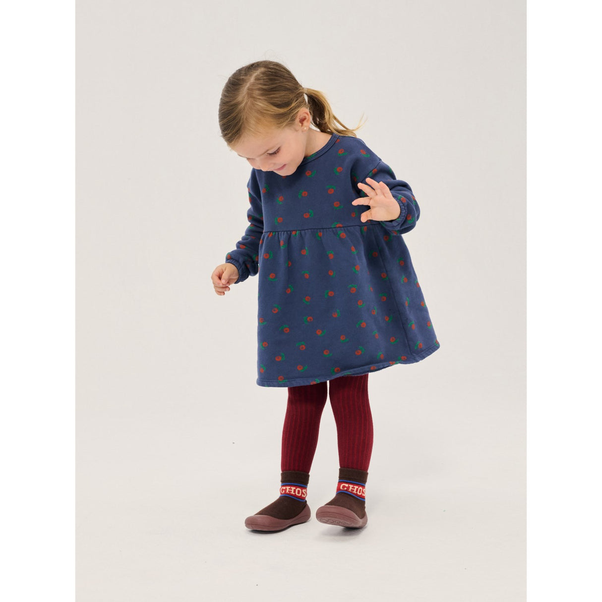 Bobo Choses Navy Blue Stamp Bloom All Over Fleece Dress