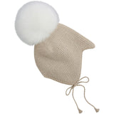 Huttelihut Off-White Bonnet Wool Knit Alpaca Pompom