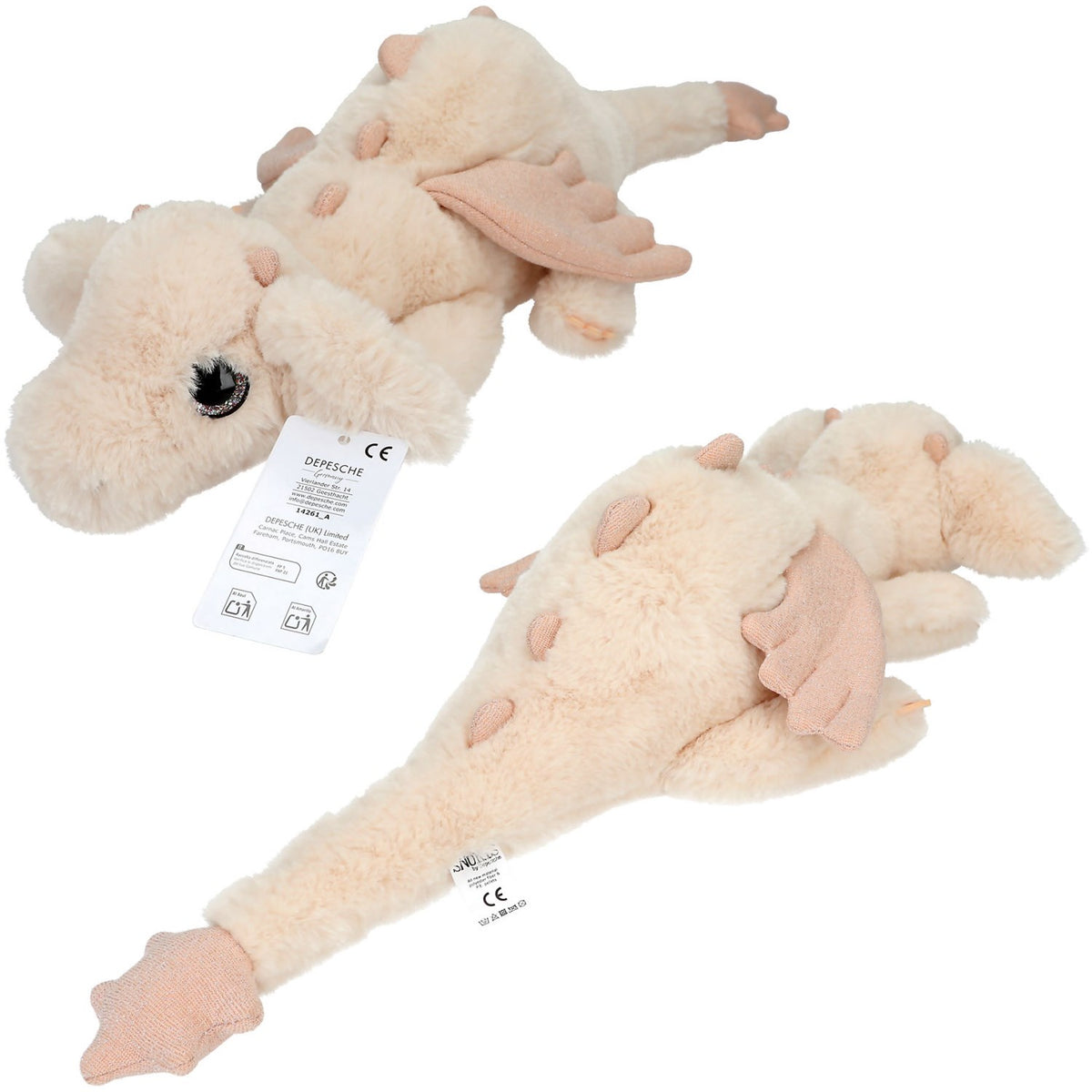 Dino World + Action Abricot Snukis Drage Plush With Glitter Wings