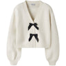 Name It Antique White Black Bow Nkfrina Ls Knit Card Noos