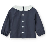 COPENHAGEN COLORS Brown Blue Check Comb. Checkered Baby Set W. Blouse W. Collar & Pants