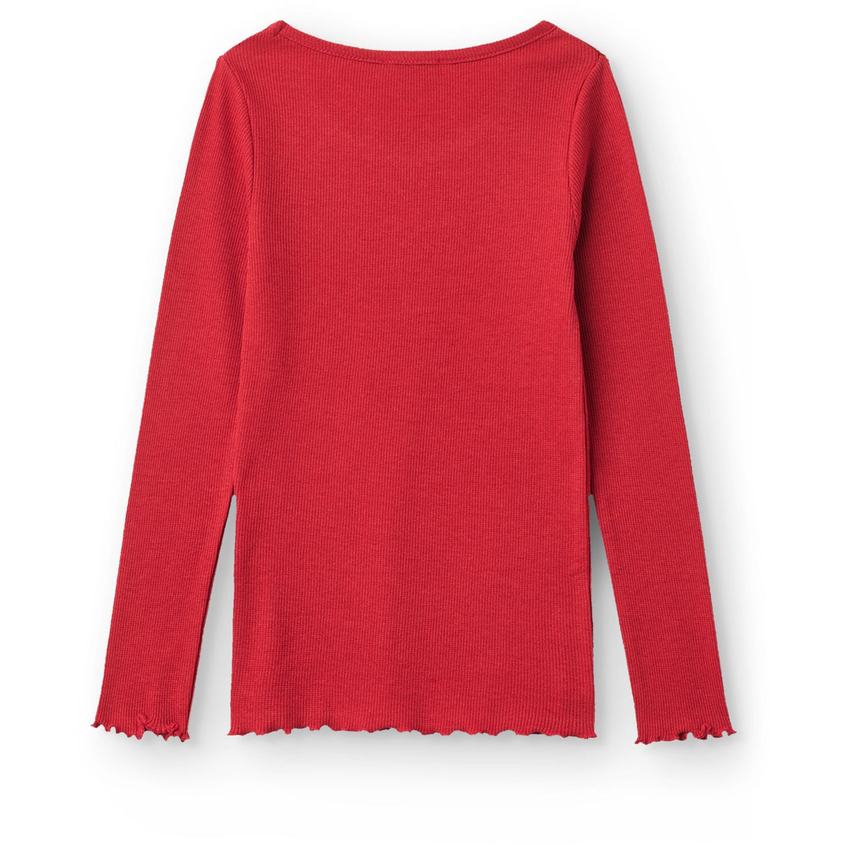 COPENHAGEN COLORS Red Modal Rib Ls Tee W. Heart Hole Pattern