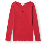 COPENHAGEN COLORS Red Modal Rib Ls Tee W. Heart Hole Pattern