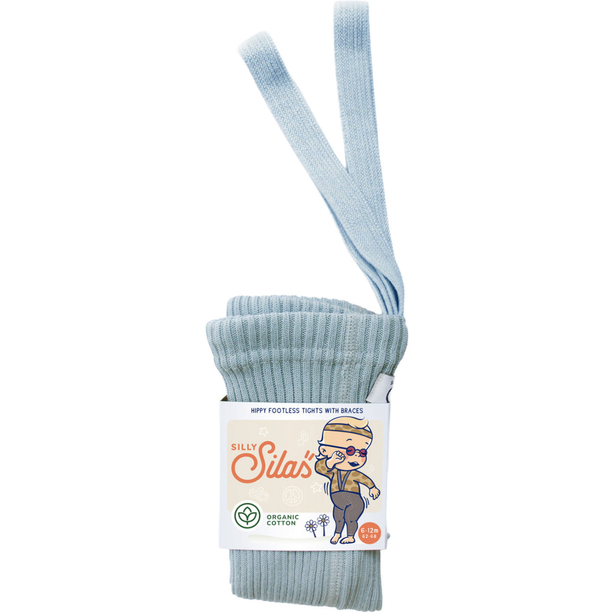 Silly Silas Hippy Footless Tights With Braces Misty Blue