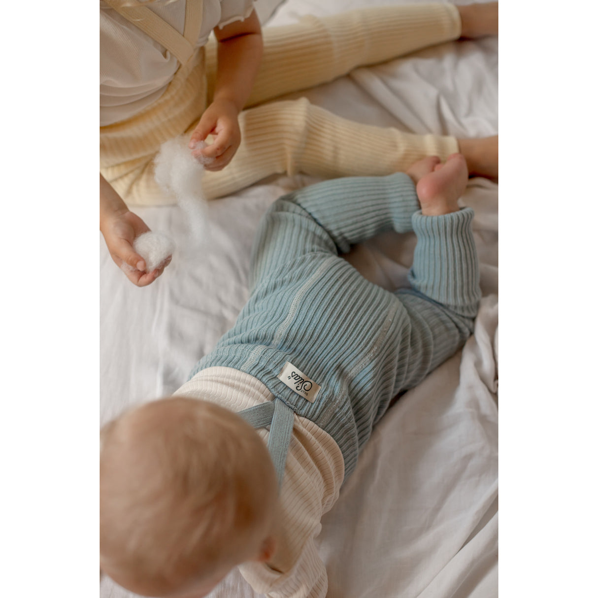 Silly Silas Hippy Footless Tights With Braces Misty Blue