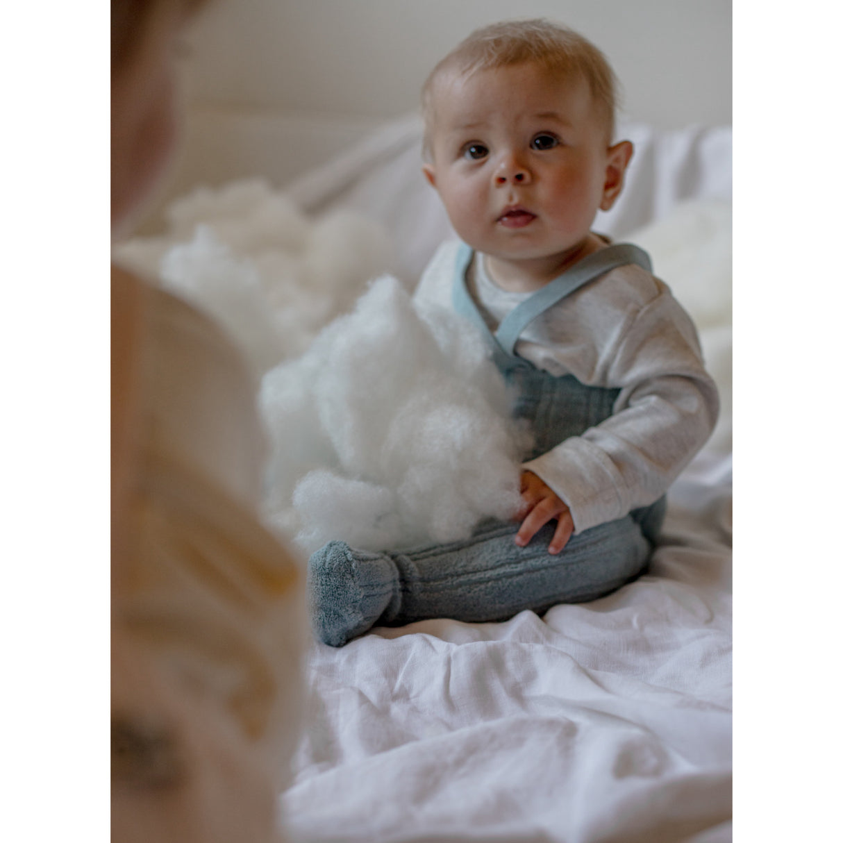 Silly Silas Granny Teddy Tights With Braces Misty Blue