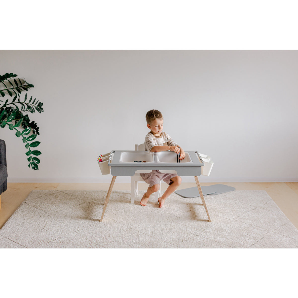 Duck Woodworks Grey Sensory Table With 2 Boxes Included