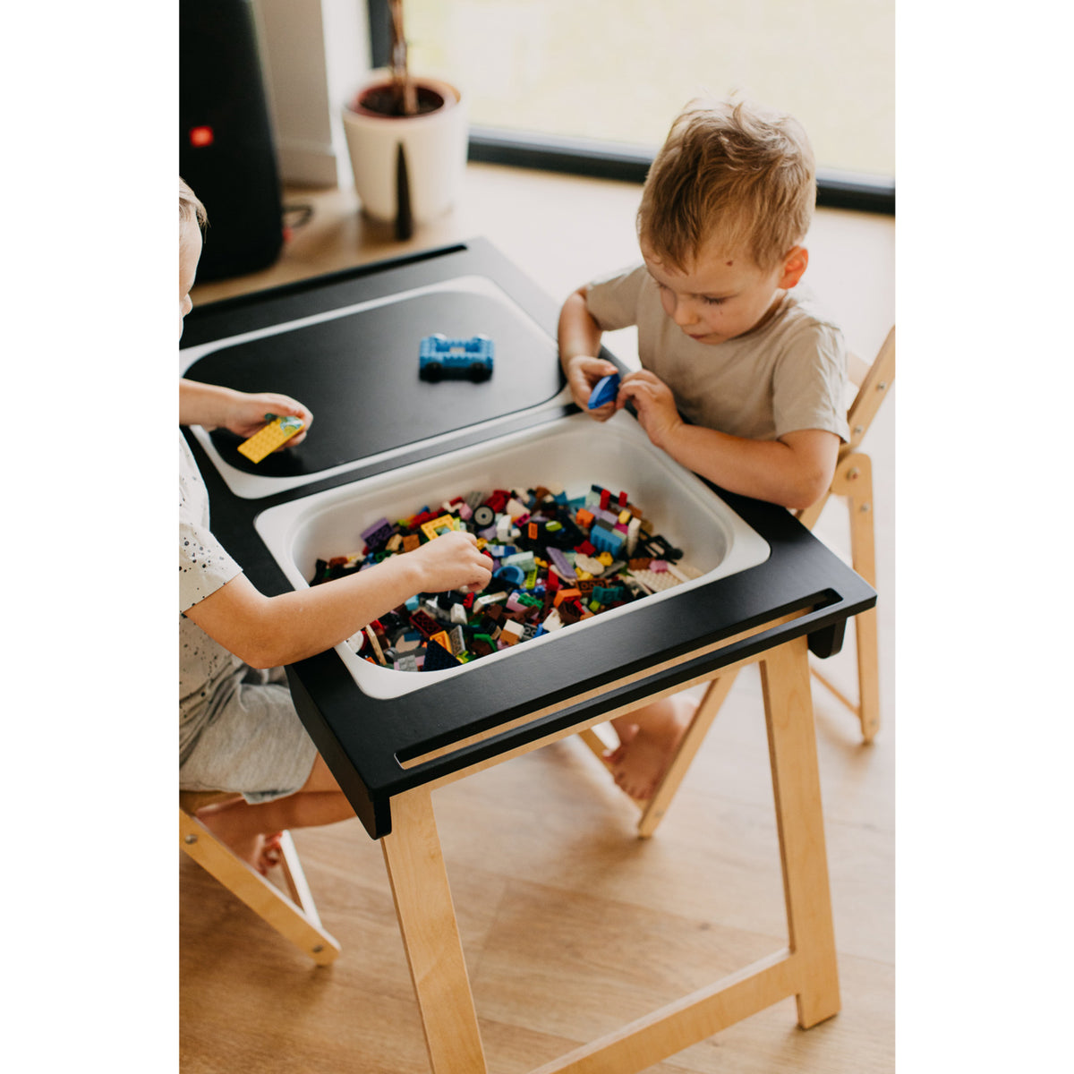 Duck Woodworks Black Sensory Table With 2 Boxes Included
