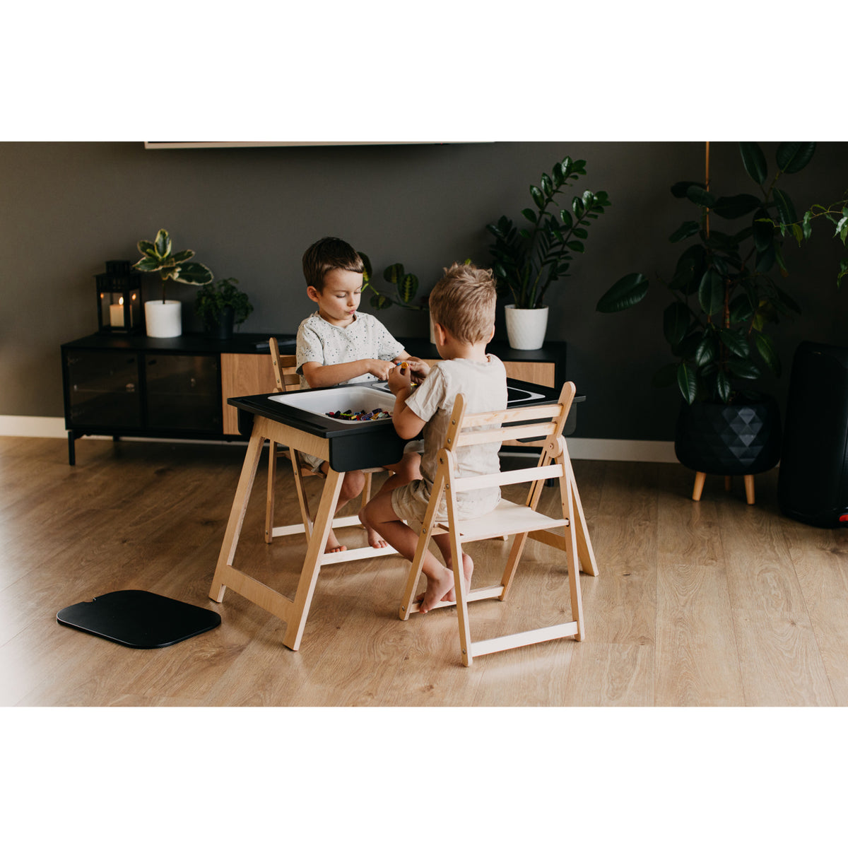 Duck Woodworks Black Sensory Table With 2 Boxes Included