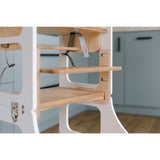 Duck Woodworks White Foldable EC Kitchen Tower With High Chair Addon Set