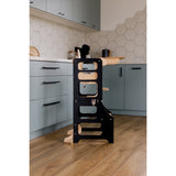 Duck Woodworks Black Foldable EC Kitchen Tower With High Chair Addon Set