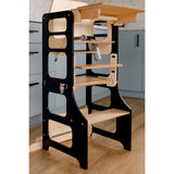 Duck Woodworks Black Foldable EC Kitchen Tower With High Chair Addon Set