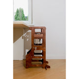Duck Woodworks Honey Glaze Foldable Kitchen Tower Stained With High Chair Addon Set