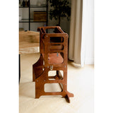 Duck Woodworks Honey Glaze Foldable Kitchen Tower Stained With High Chair Addon Set