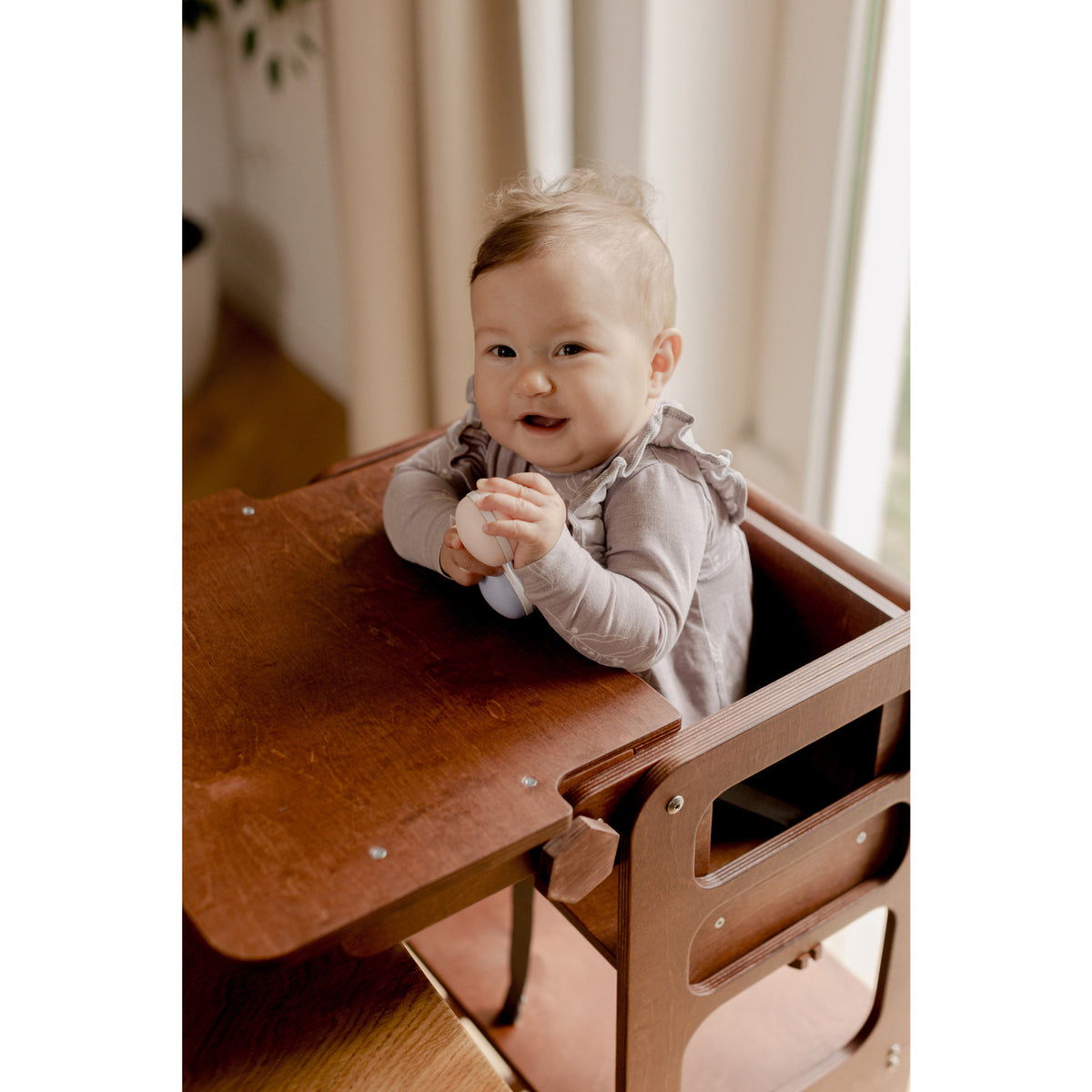 Duck Woodworks Honey Glaze Foldable Kitchen Tower Stained With High Chair Addon Set