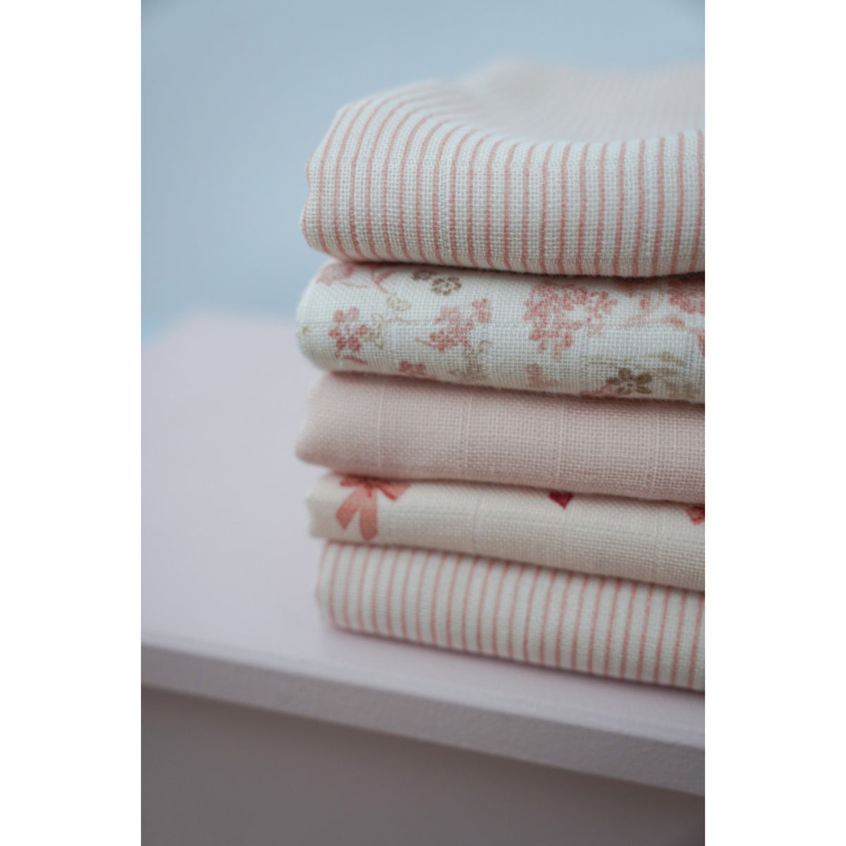 Cam Cam Copenhagen Classic Stripes Rose Muslin Cloth Printed 2-Pack